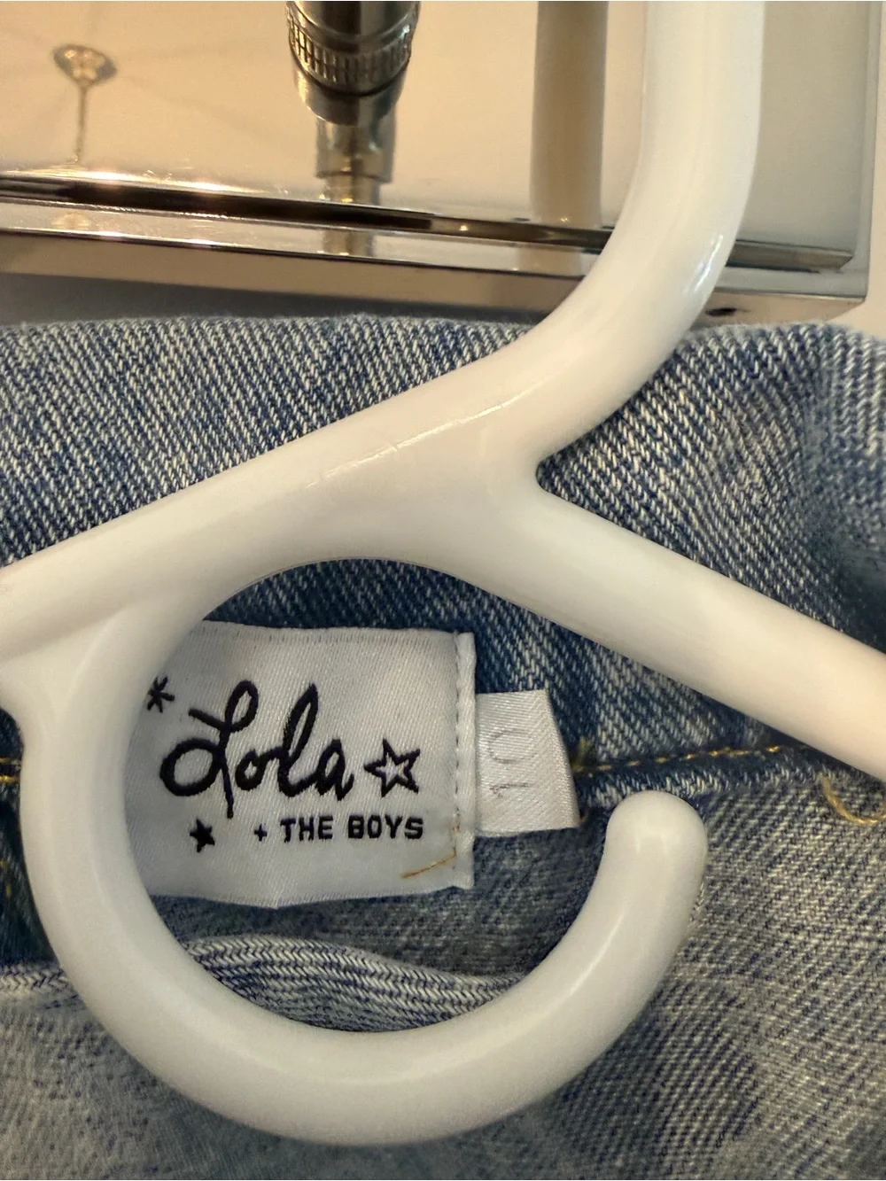 Lola + The Boys Light Blue Denim Jacket with Colorful Patch Details